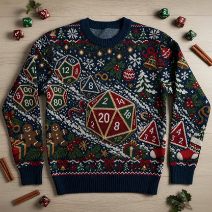 Christmas Dice Sweater - Holiday RPG Knitwear