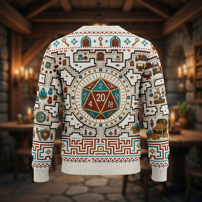 Fantasy Dungeon D20 Sweater - Fantasy RPG Dungeon Map