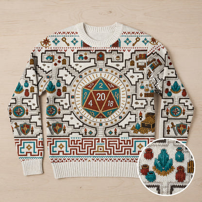 Fantasy Dungeon D20 Sweater - Fantasy RPG Dungeon Map