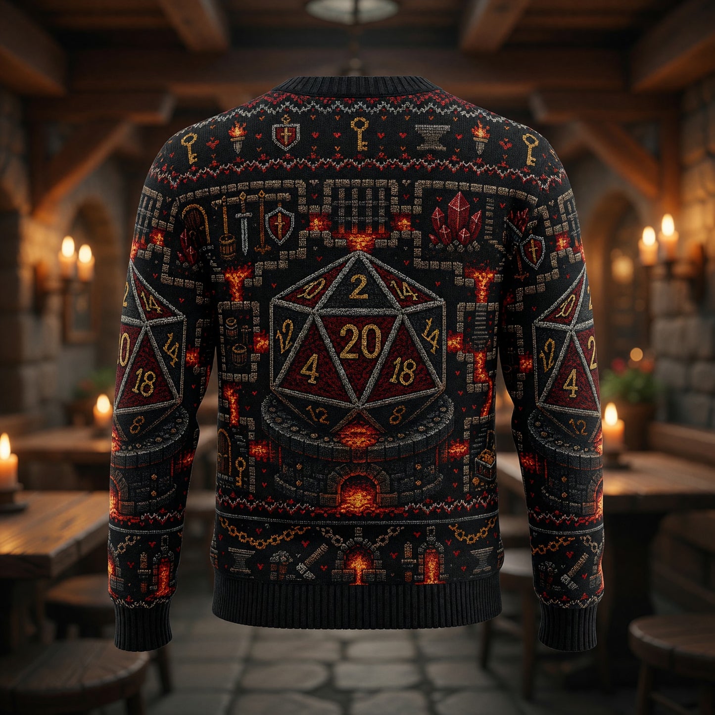 Fantasy Dungeon D20 Sweater - Fantasy RPG Knit