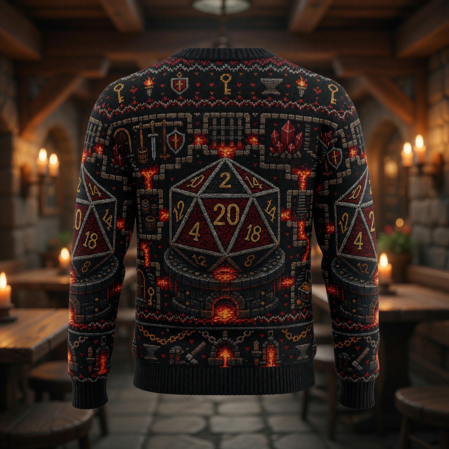 Fantasy Dungeon D20 Sweater - Fantasy RPG Knit