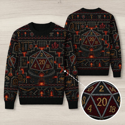 Fantasy Dungeon D20 Sweater - Fantasy RPG Knit