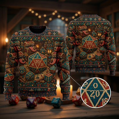 Christmas Sweater - Festive Dice Mimic Holiday Knit
