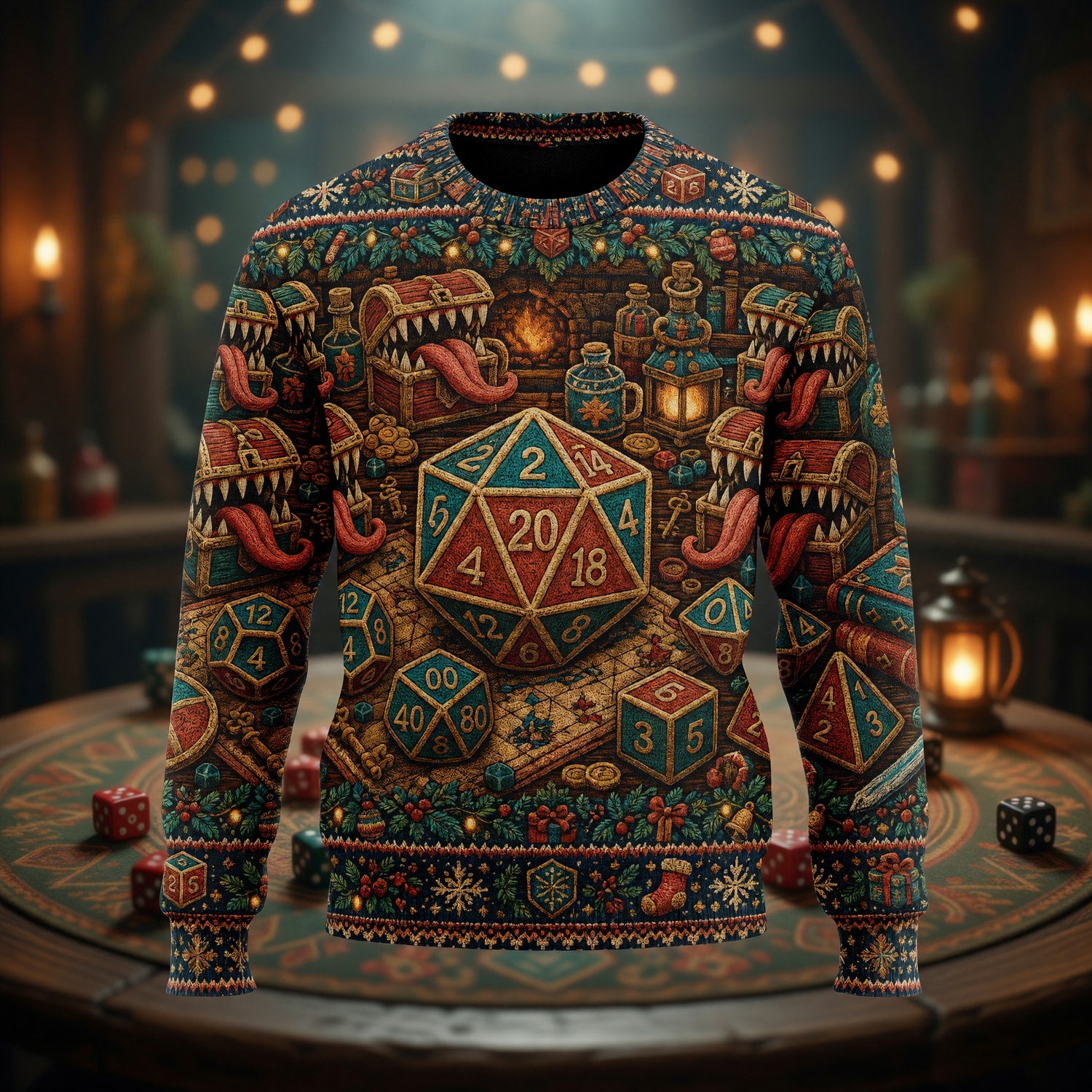 Christmas Sweater - Festive Dice Mimic Holiday Knit