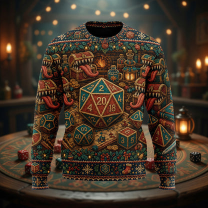 Christmas Sweater - Festive Dice Mimic Holiday Knit