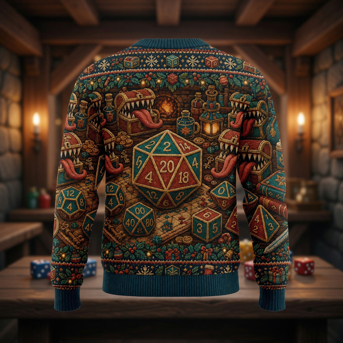 Christmas Sweater - Festive Dice Mimic Holiday Knit
