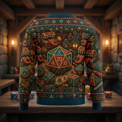 Christmas Sweater - Festive Dice Mimic Holiday Knit