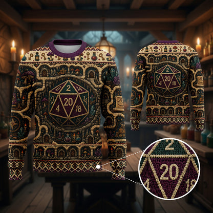 Fantasy Dungeon D20 Sweater - Fantasy Dungeon Map Knit