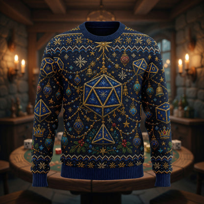 Fantasy Dungeon Dice Christmas Sweater - Holiday RPG Knitwear