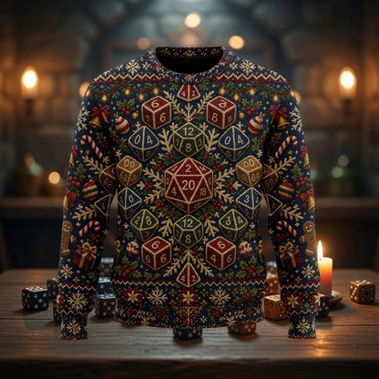 Dice Christmas Sweater - Holiday RPG Knit Pattern