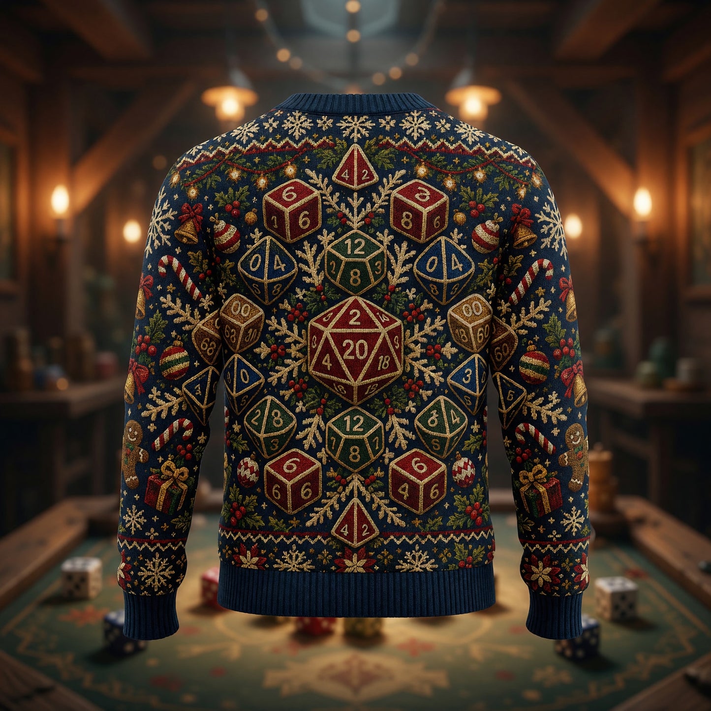 Dice Christmas Sweater - Holiday RPG Knit Pattern