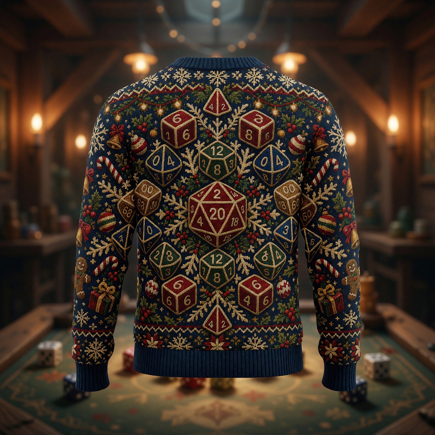 Dice Christmas Sweater - Holiday RPG Knit Pattern
