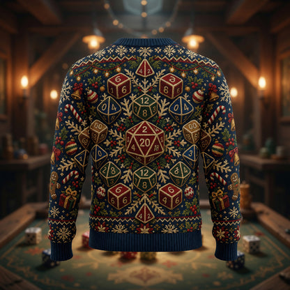 Dice Christmas Sweater - Holiday RPG Knit Pattern