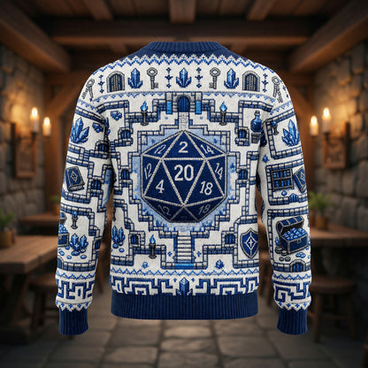 Fantasy Dungeon D20 Sweater - Fantasy Tabletop RPG Knit
