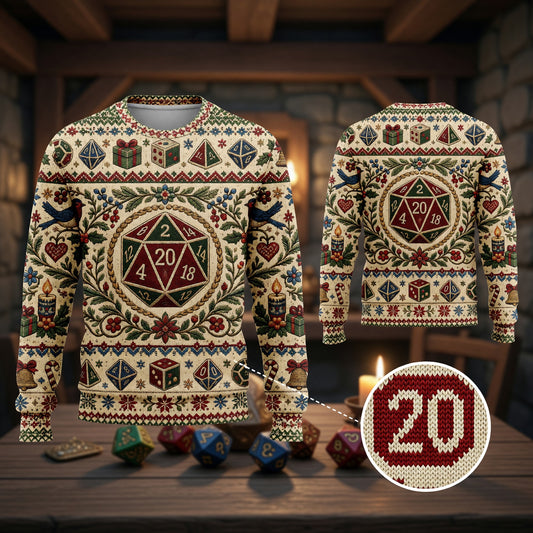 Christmas Sweater - Holiday Dice Embroidery