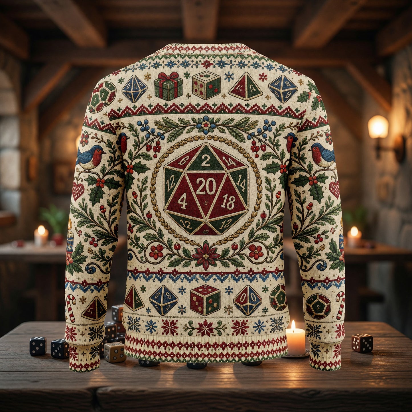 Christmas Sweater - Holiday Dice Embroidery