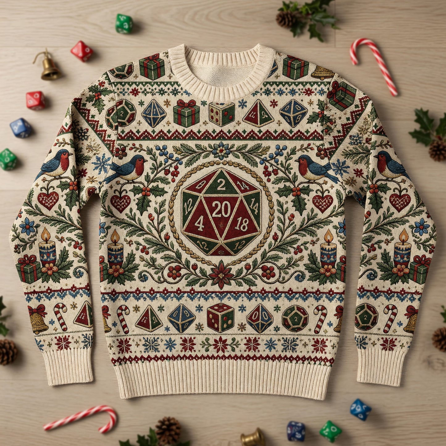 Christmas Sweater - Holiday Dice Embroidery