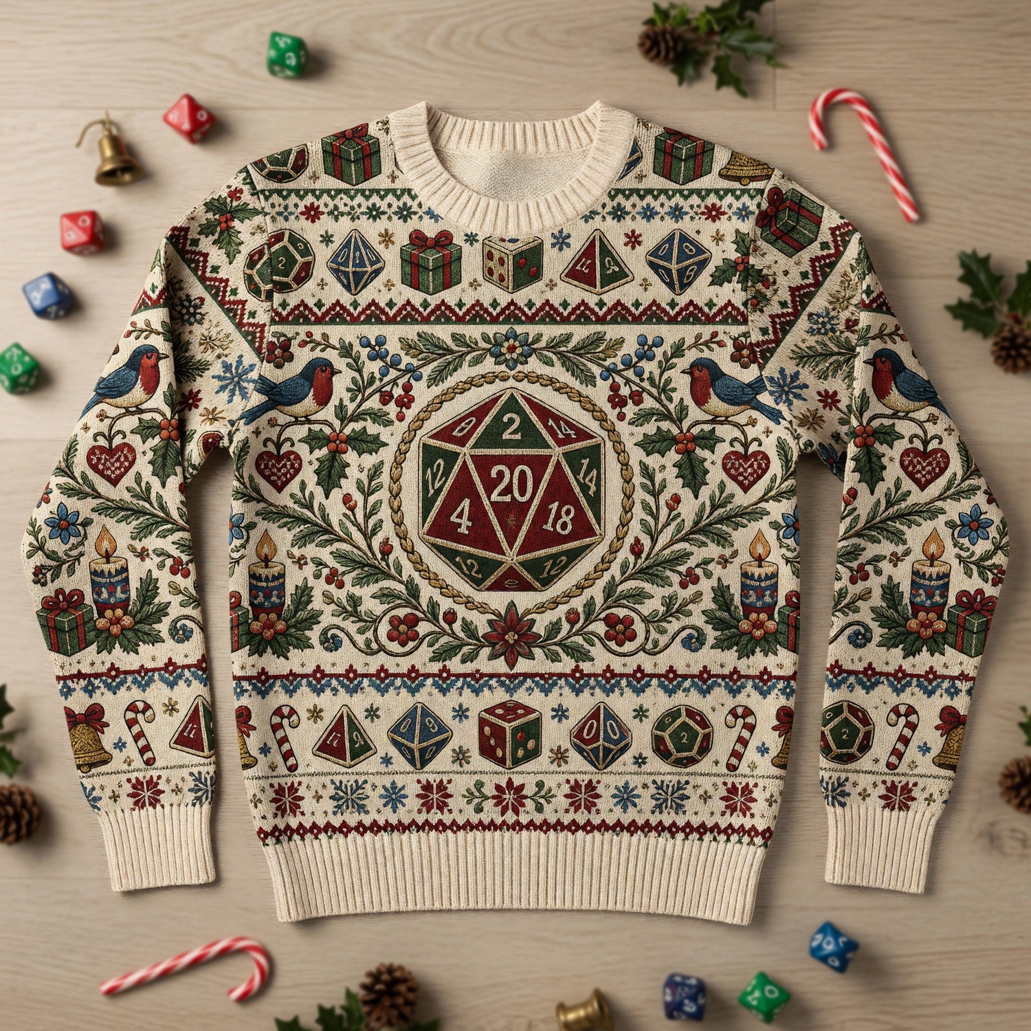 Christmas Sweater - Holiday Dice Embroidery
