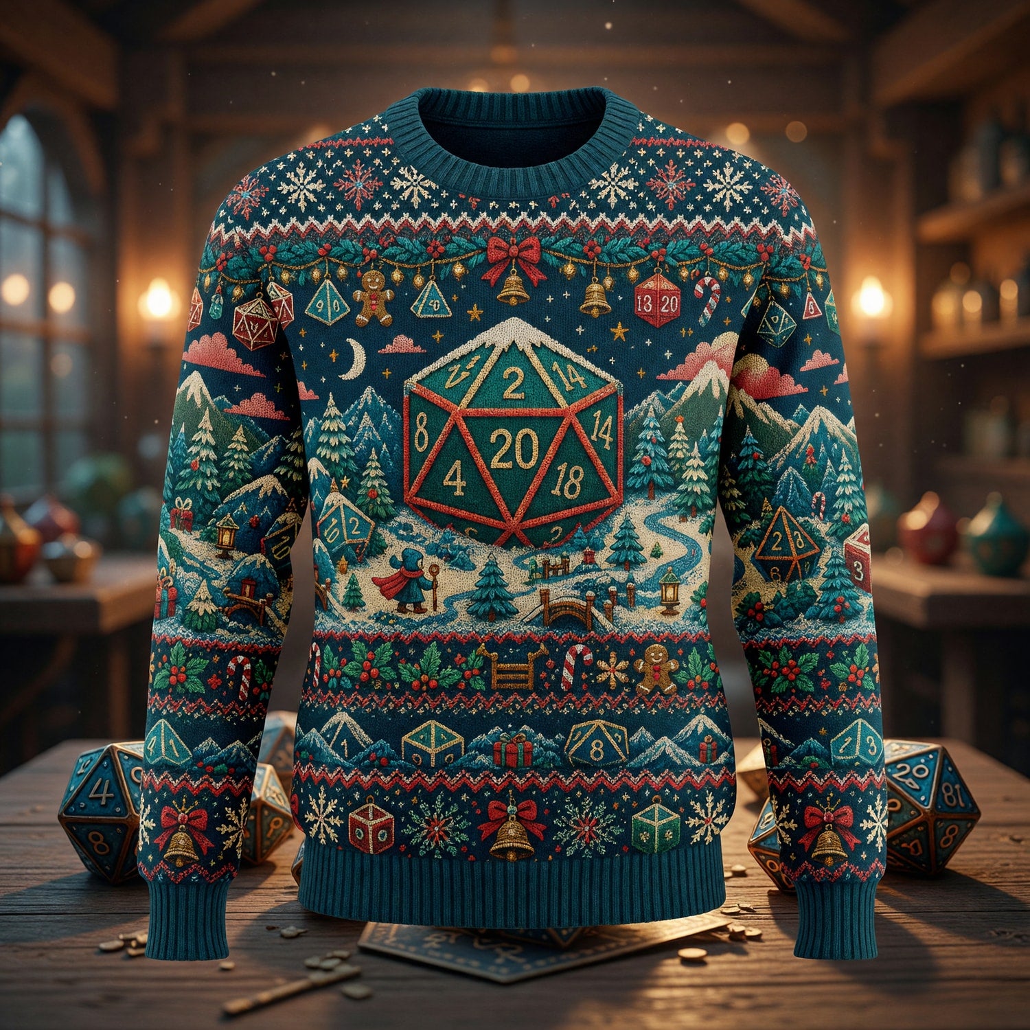 Holiday Dice Sweater - Christmas Winter Wonderland Knit