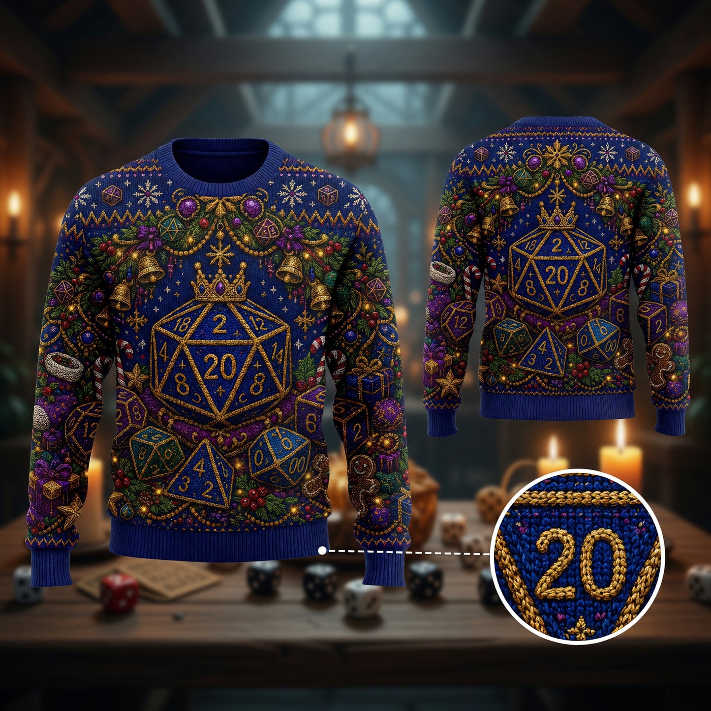 Christmas Sweater - Festive Dice Holiday Knit Apparel