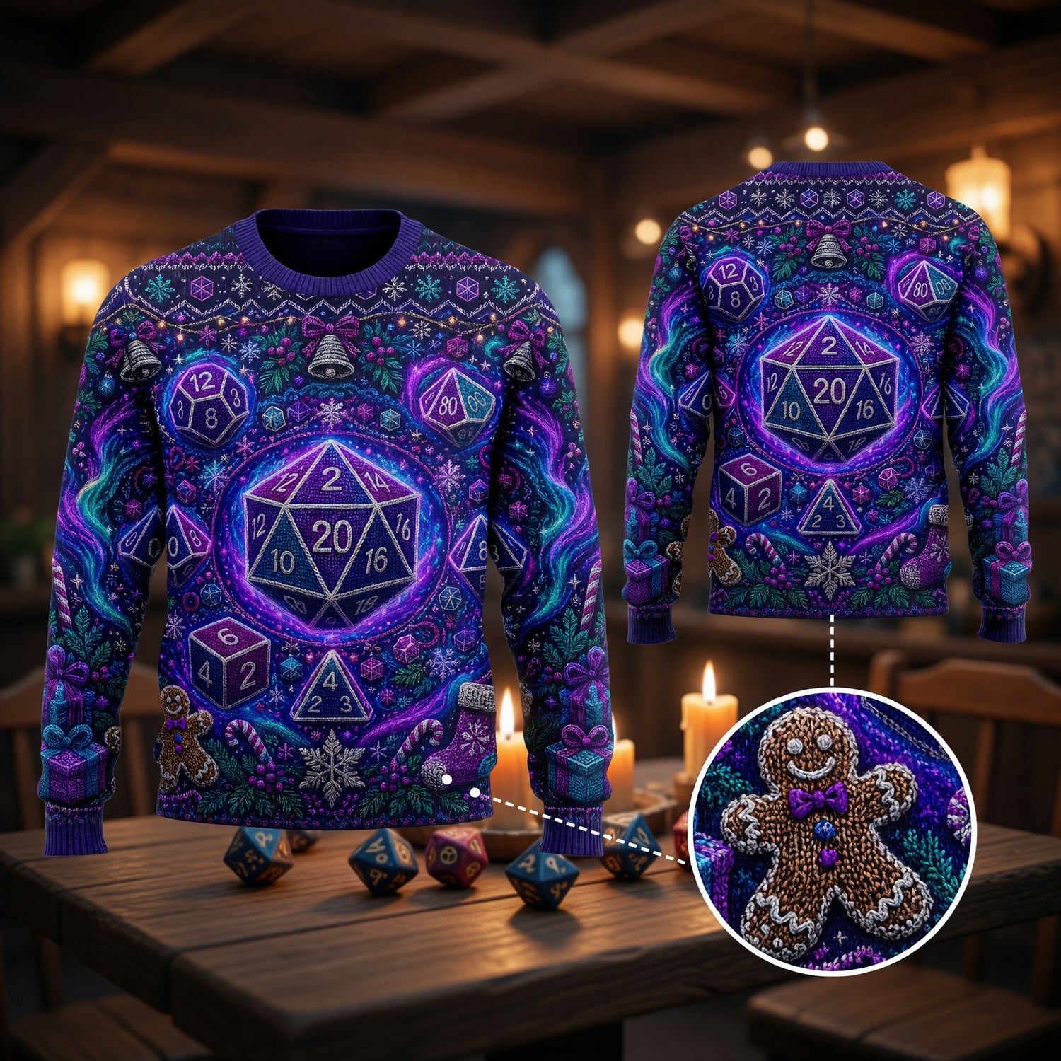 Christmas Polyhedral Dice Sweater - Fantasy Holiday Knit