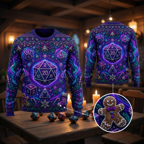 Christmas Polyhedral Dice Sweater - Fantasy Holiday Knit