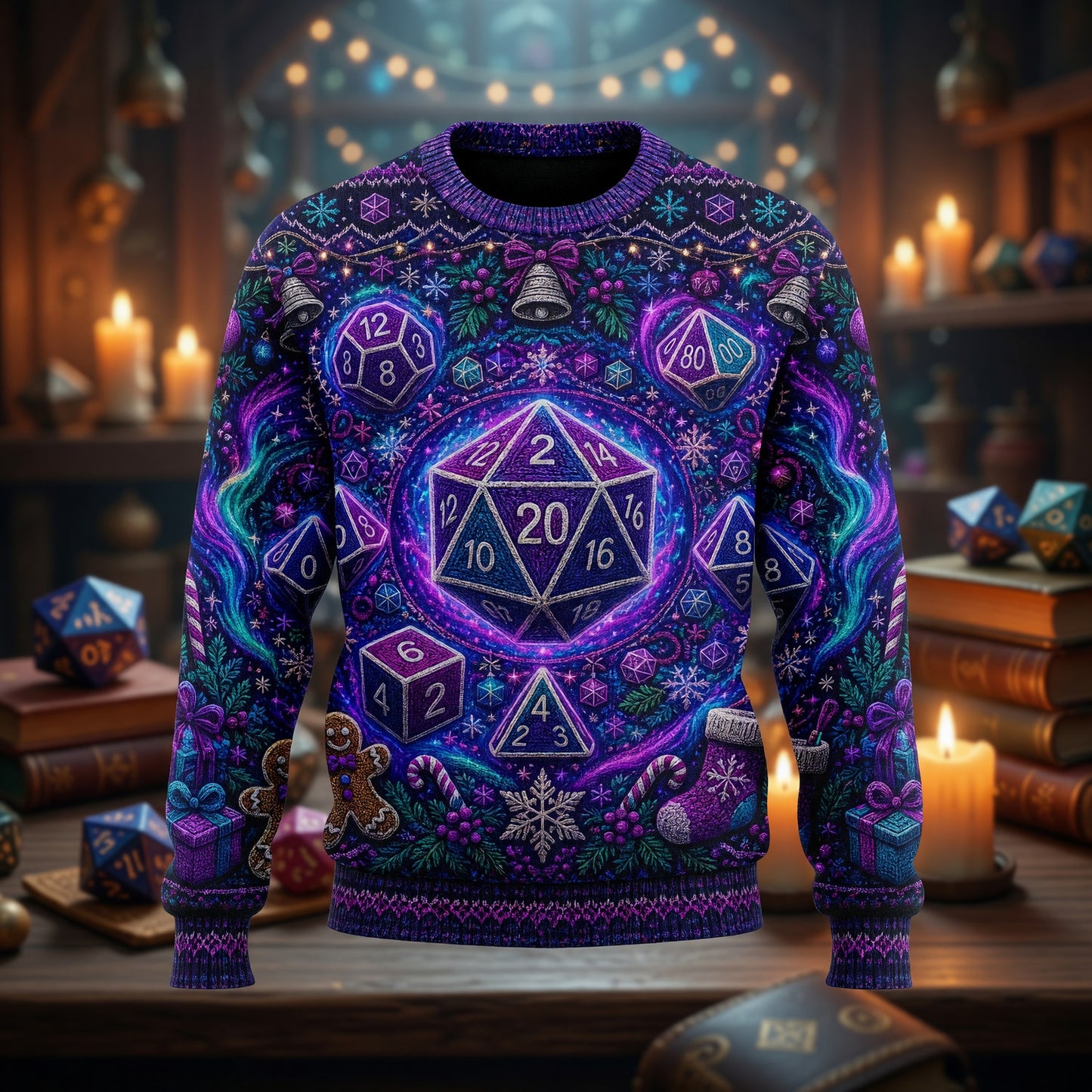 Christmas Polyhedral Dice Sweater - Fantasy Holiday Knit