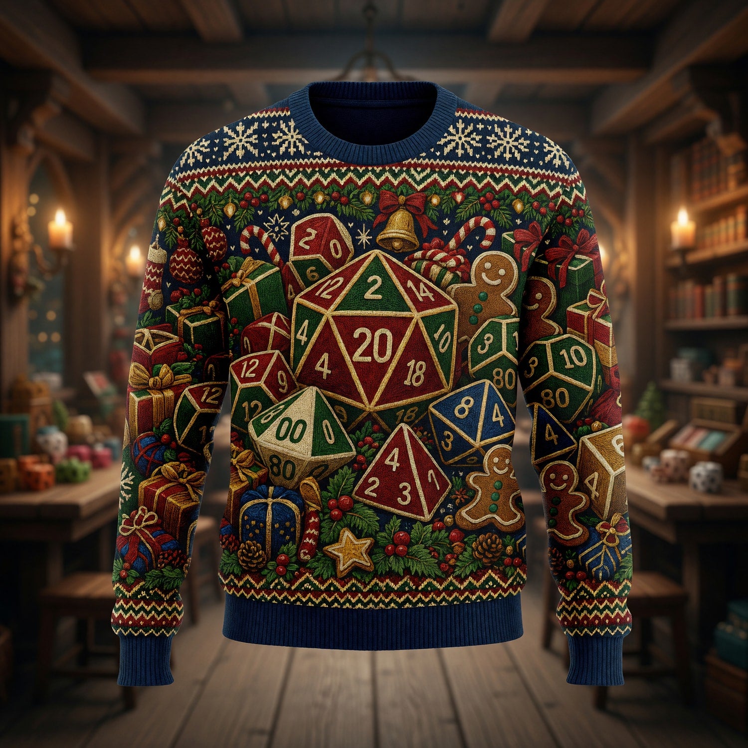 Christmas Dice Sweater - Holiday Fantasy Dungeon Knit