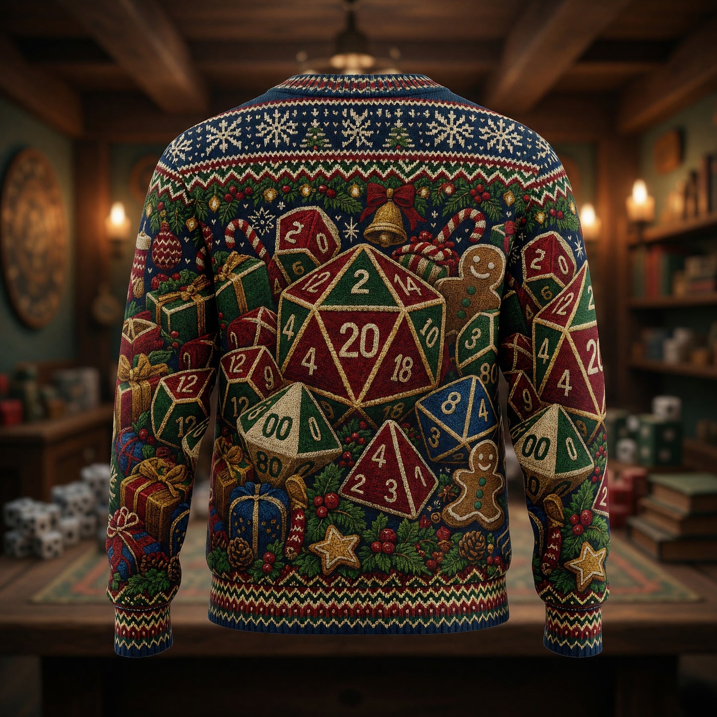 Christmas Dice Sweater - Holiday Fantasy Dungeon Knit