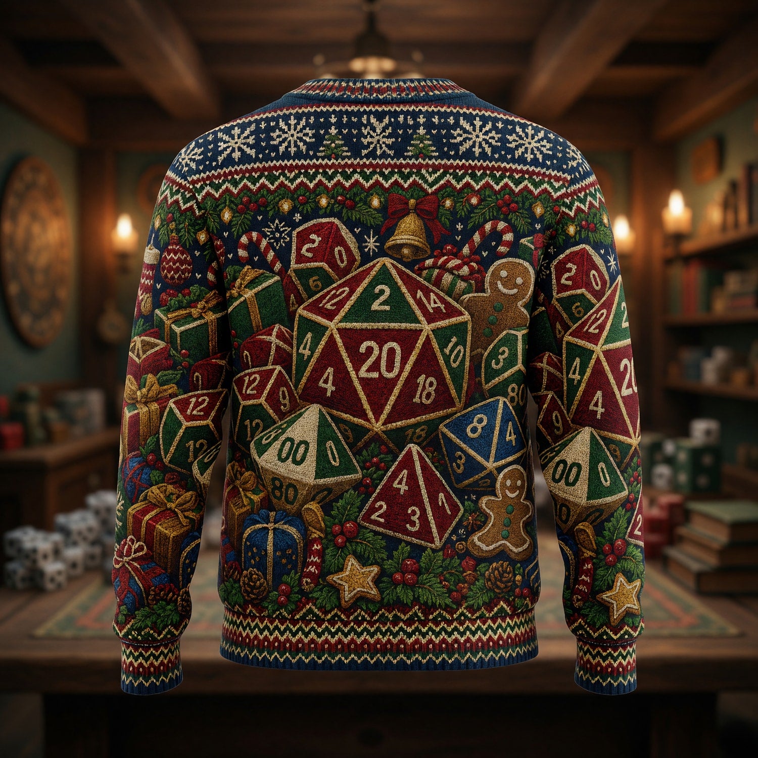 Christmas Dice Sweater - Holiday Fantasy Dungeon Knit