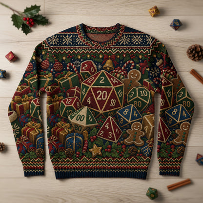 Christmas Dice Sweater - Holiday Fantasy Dungeon Knit