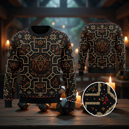 Christmas Sweater - Knitted Dice Holiday RPG Pattern