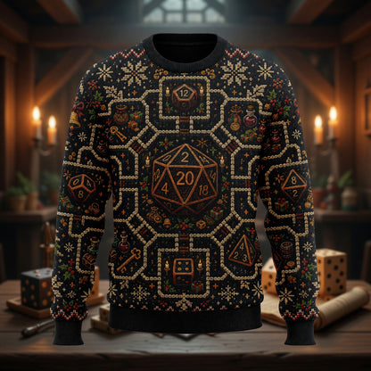 Christmas Sweater - Knitted Dice Holiday RPG Pattern