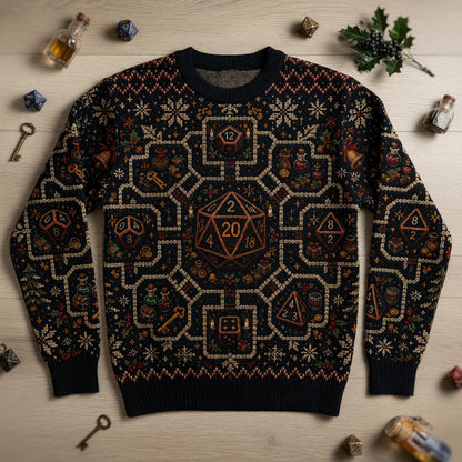 Christmas Sweater - Knitted Dice Holiday RPG Pattern