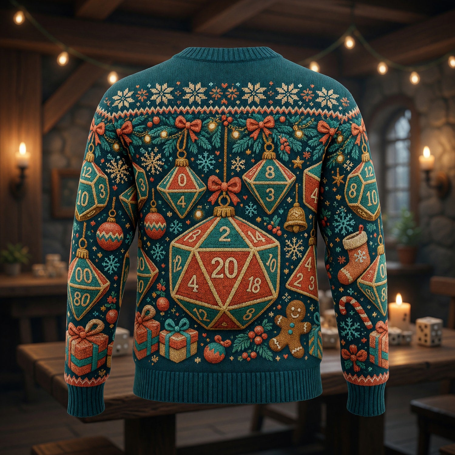 Christmas Dice Sweater - Holiday RPG Gaming Knit Apparel