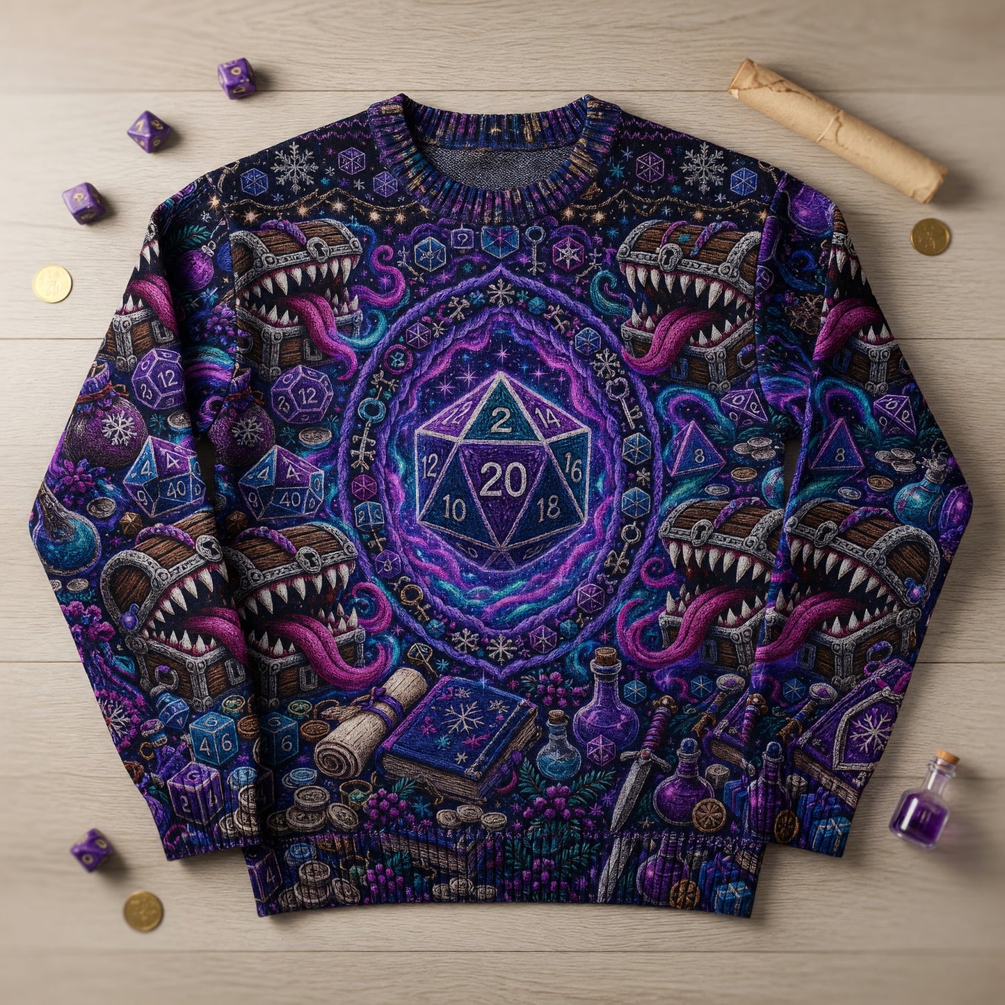 Mimic Christmas Sweater - Fantasy Dice RPG Holiday Apparel