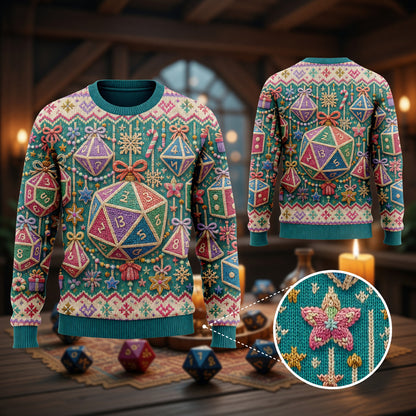 Dice Christmas Sweater - Festive RPG Holiday Knitwear