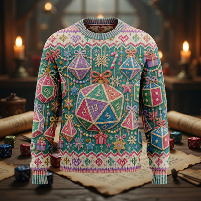 Dice Christmas Sweater - Festive RPG Holiday Knitwear