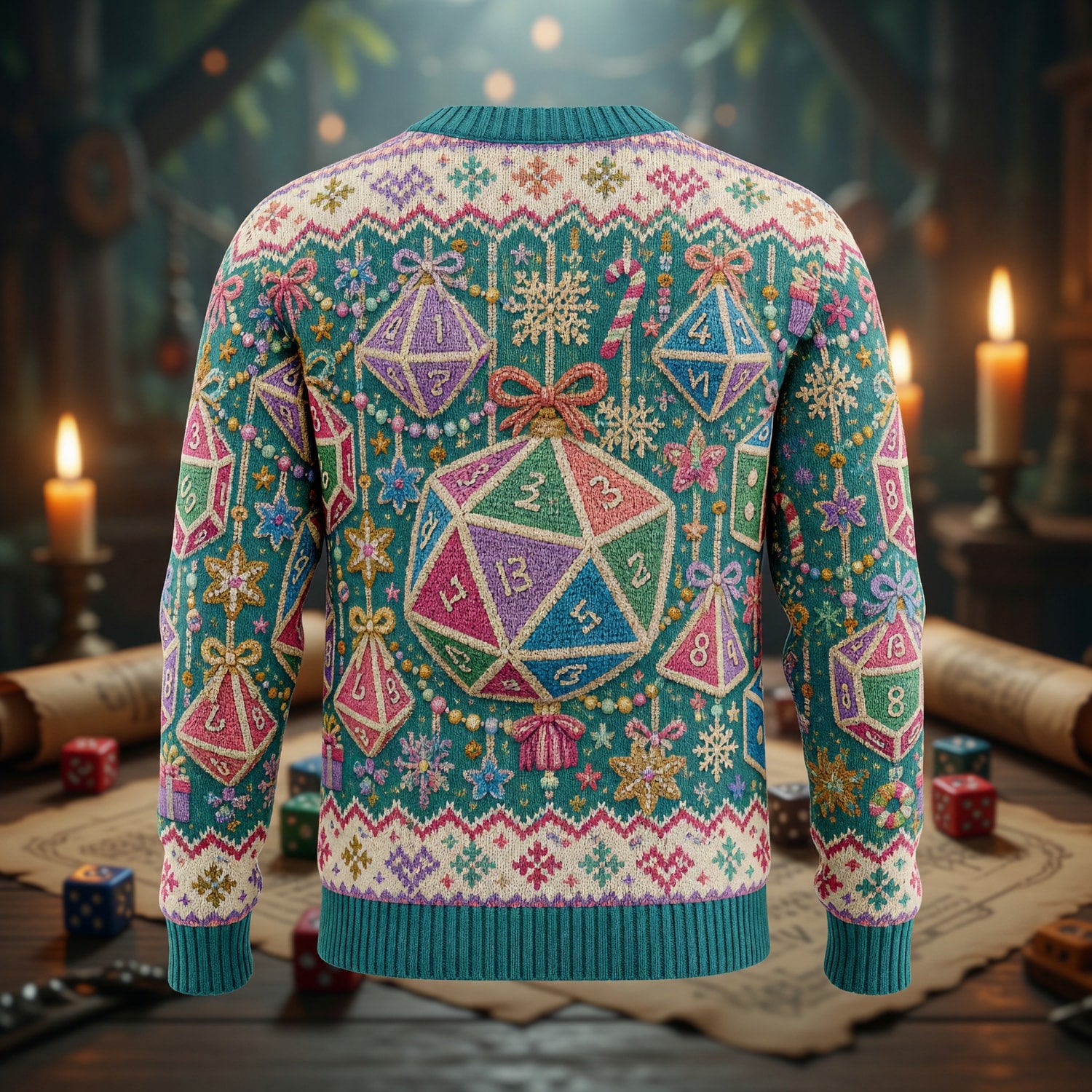 Dice Christmas Sweater - Festive RPG Holiday Knitwear