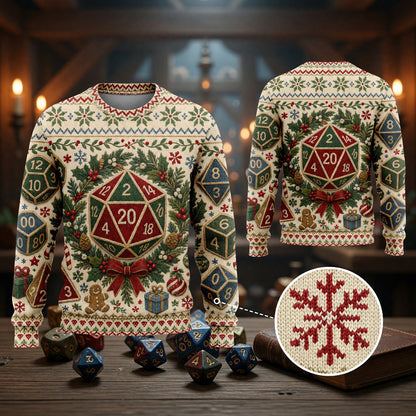 Christmas Dice Sweater - Festive RPG Holiday Knitwear