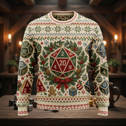 Christmas Dice Sweater - Festive RPG Holiday Knitwear