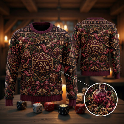 Mimic Christmas Sweater - Holiday Dice D20 Fantasy Apparel