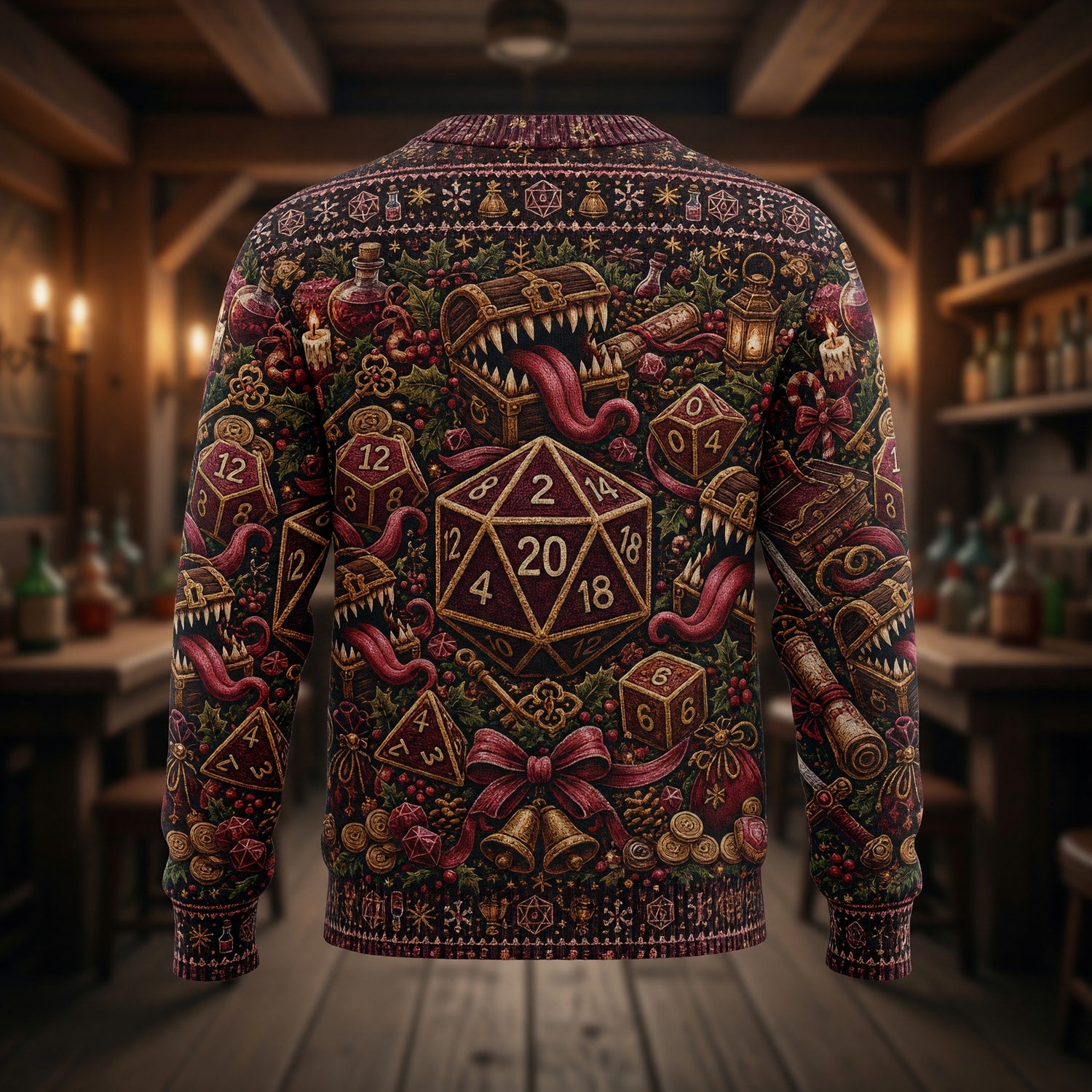 Mimic Christmas Sweater - Holiday Dice D20 Fantasy Apparel