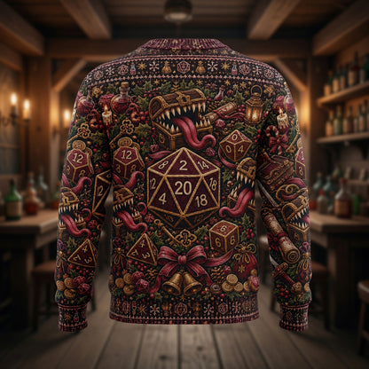 Mimic Christmas Sweater - Holiday Dice D20 Fantasy Apparel