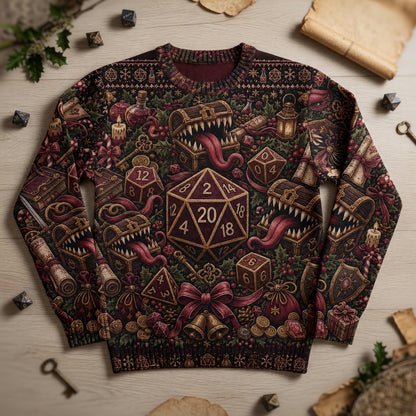 Mimic Christmas Sweater - Holiday Dice D20 Fantasy Apparel