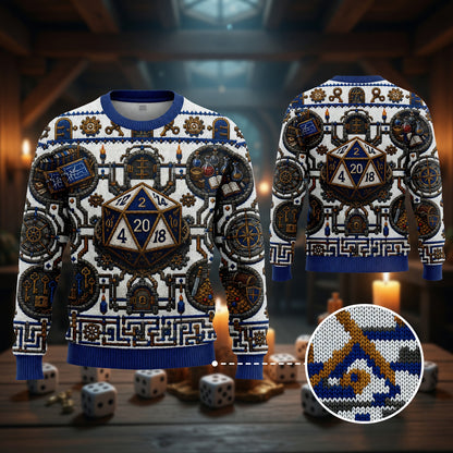 Fantasy Dungeon D20 Dice Sweater - Fantasy Tabletop RPG Knit
