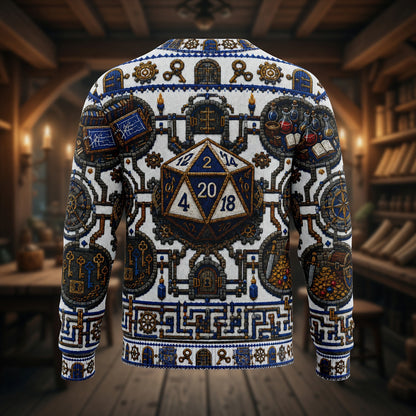 Fantasy Dungeon D20 Dice Sweater - Fantasy Tabletop RPG Knit