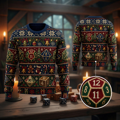 Christmas Sweater - Dice Holiday RPG Knit Pattern