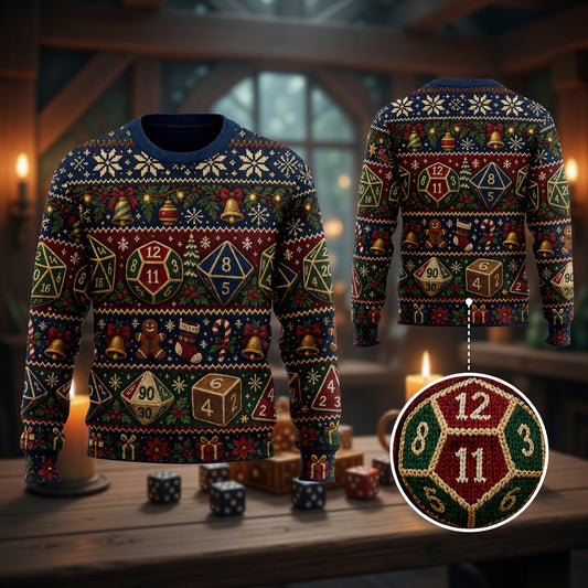 Christmas Sweater - Dice Holiday RPG Knit Pattern