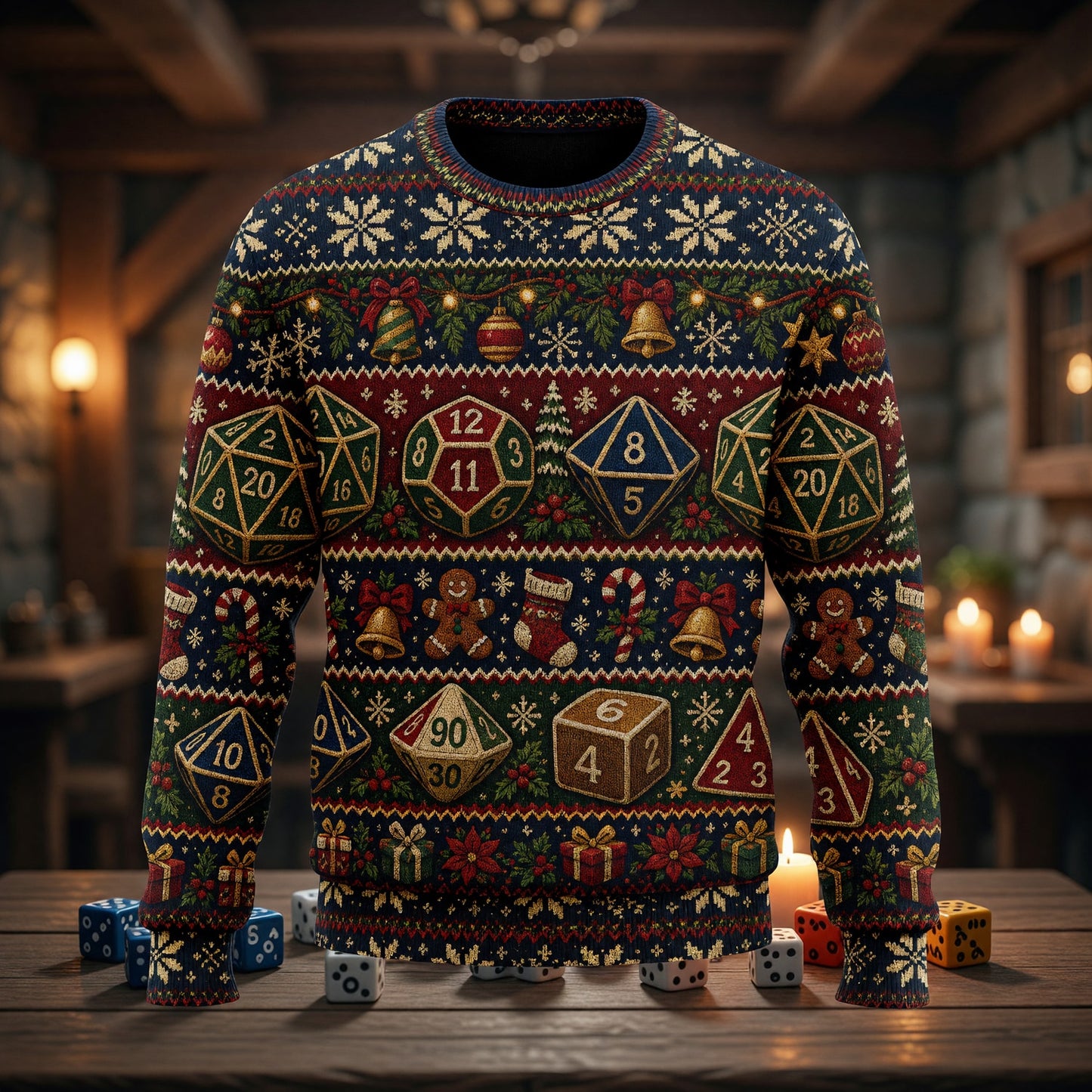 Christmas Sweater - Dice Holiday RPG Knit Pattern